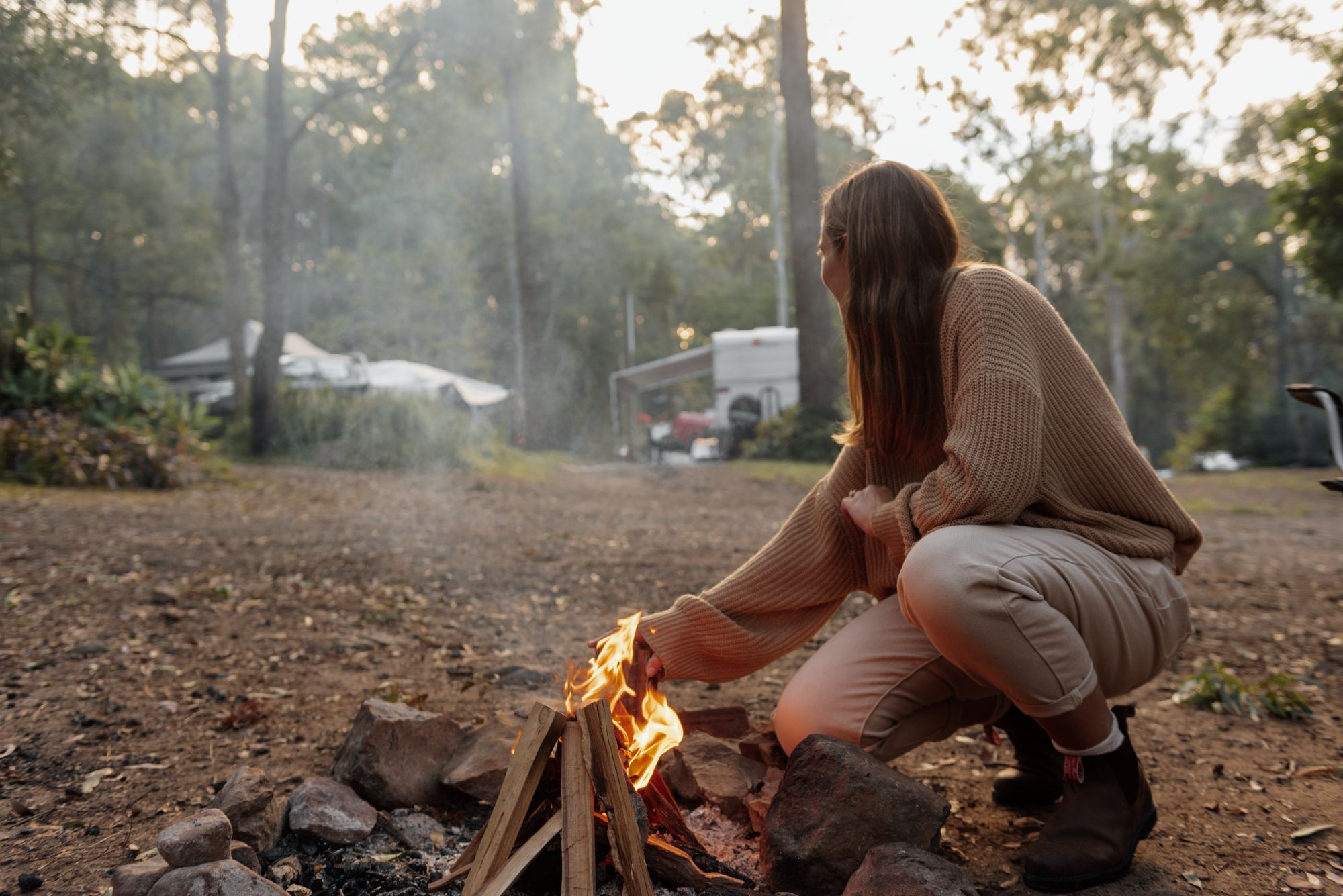 Nature camping beneath the trees at Tamborine Mountain Glades